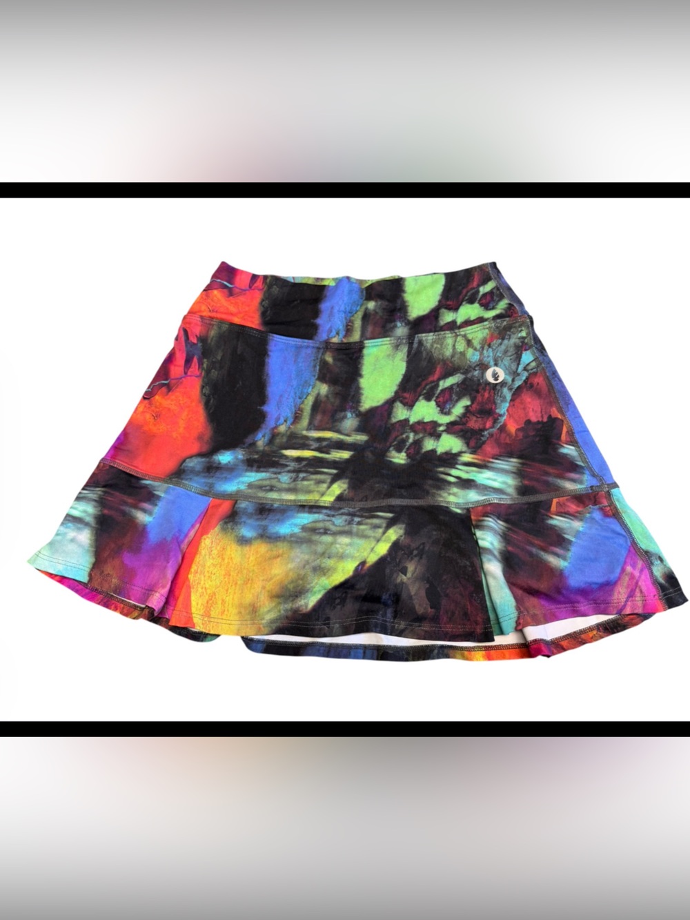 EUC Dona Jo Jojo Skirt/Skort in the colorful "Pied" watercolor abstract print